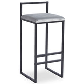 Tabouret de bar Brillo en métal noir et velours gris