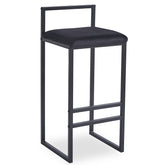 Tabouret de bar Brillo en métal noir et velours noir