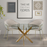 Table de salle à manger ronde en verre Asinya pieds or