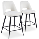 Lot de 2 chaises de bar en métal noir Brady et tissu bouclette crème