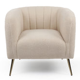 Fauteuil moderne Bombaro pieds métal doré et Tissu bouclette Beige