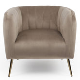 Fauteuil Benife moderne pieds métal doré et velours taupe