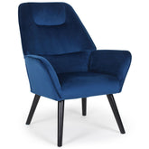 Fauteuil dossier haut Alix velours bleu
