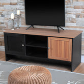 Meuble TV Carlisi contemporain bois et noir 2 portes L120cm