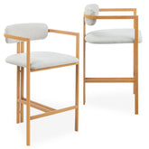 Lot de 2 chaises de bar métal Cogedla effet bois clair et tissu beige