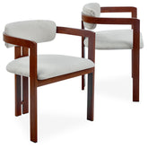 Lot de 2 chaises Cogedla métal effet bois foncé et tissu beige