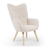 Fauteuil scandinave Amigio tissu bouclette crème