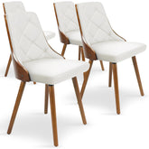 Lot de 4 chaises scandinaves Lalix Bois Noisette et Blanc