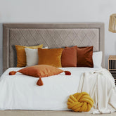 Tête de lit en velours taupe 160 cm Amoli