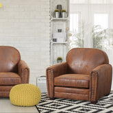 Fauteuil club en tissu effet vieilli vintage