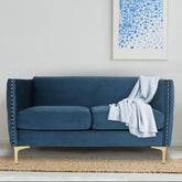 Canapé Ashile 2 places velours bleu