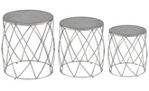 Set de 3 tabourets Lidie Nickel