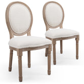 Lot de 2 chaises médaillon en tissu bouclette crème Adria