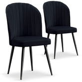 Lot de 2 chaises matelassées coutures verticales Louvenda Velours Noir