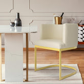 Chaise en simili P.U. beige Awaky pieds or