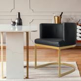 Chaise en simili cuir Awaky noir pieds or