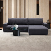 Canapé d'angle convertible Chybel tissu noir