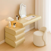 Coiffeuse Cluedo avec miroir et 5 tiroirs arrondis L102cm beige