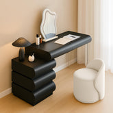 Coiffeuse Cluedo avec miroir et 5 tiroirs arrondis, L102cm noir