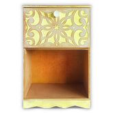 Table de chevet style oriental bois sculpté 1 porte Monbolyto Bois Jaune