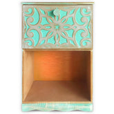 Table de chevet style oriental bois sculpté 1 porte Monbolyto Bois Vert