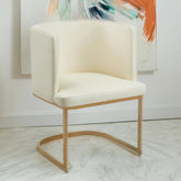 Lot de 6 chaises dossier arrondi simili crème Awaky pieds or