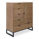 Buffet Haut 5 Tiroirs Et 1 Porte Battante Panara Bois Chêne Clair