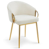 Lot de 6 chaises matelassées Chantil arrondies en métal doré et tissu beige