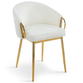 Lot de 6 chaises matelassées Chantil arrondies métal doré et velours crème