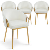 Lot de 4 chaises matelassées velours crème Chantil avec métal doré