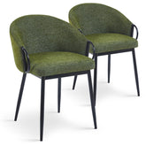Lot de 2 chaises matelassées Chantil arrondies métal noir et tissu vert