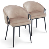Lot de 2 chaises Chantil arrondies matelassées métal noir velours taupe
