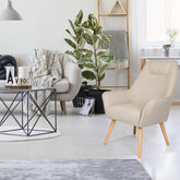 Fauteuil dossier haut Alix scandinave beige