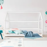 Lit cabane Cerinko pour enfant en bois blanc 90x190 cm