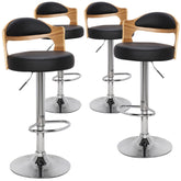 Lot de 4 chaises Alado de bar en Chêne clair et Simili Noir