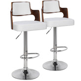 Lot de 2 chaises de bar Russel Bois Noisette & Blanc