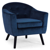 Fauteuil scandinave Savoy Velours Bleu de biais