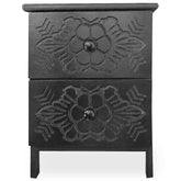 Table de chevet sculptée style marocain Chevignon L36cm Bois Noir