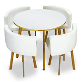 Table ronde et chaises Riga Blanc et Simili Blanc