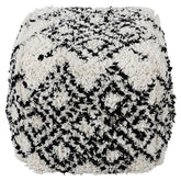 Pouf Tibet Tissu Blanc et Noir