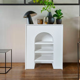 Meuble à étagères Capito avec arche, blanc texturé, L60xH80cm