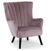 Fauteuil scandinave Vidal en Velours Rose