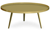 Table basse ronde en métal avec rebord 90 cm couleur or Bipolart