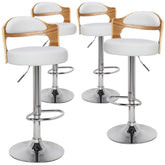 Lot de 4 chaises de bar Ruben Chêne clair et Simili Blanc