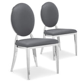 Lot de 2 chaises médaillon Sofia Simili Gris