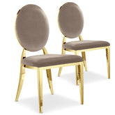 Lot de 2 chaises médaillon taupe en velours