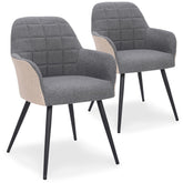 Lot de 2 Chaises / Fauteuils Unika Tissu Gris et Beige