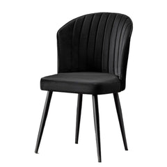 Lot de 2 chaises Iria Velours et Métal Noir