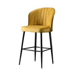 Lot de 2 chaises de bar Iria Velours Jaune et Métal Noir