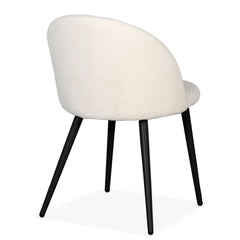 Lot de 2 chaises Maury Métal noir et Tissu bouclette Crème